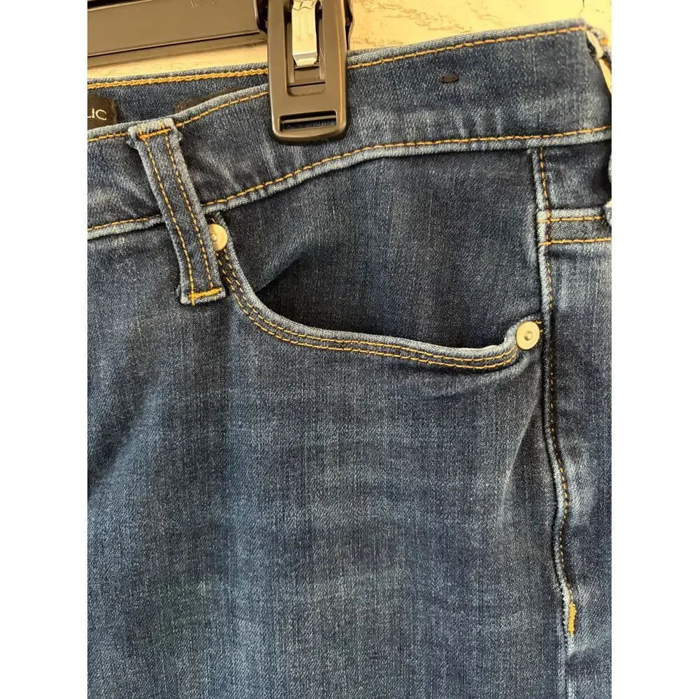 Banana Republic Mid Rise Skinny Jeans Dark Wash Raw Hem Women’s 31x27 - Picture 5 of 6